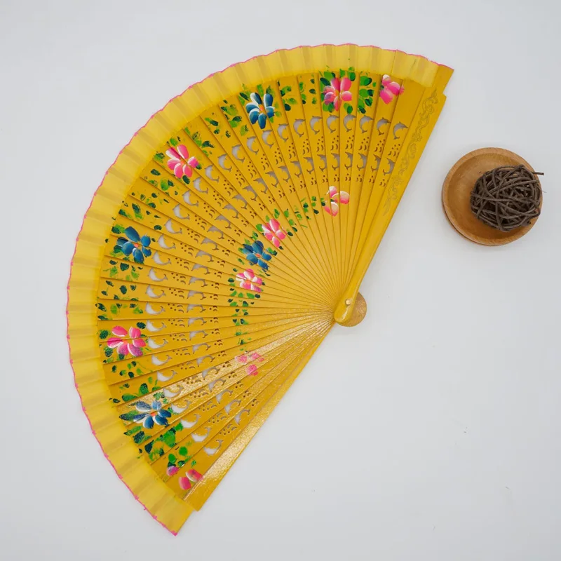 Description Picture 6 of item1pcs Folding Fan Wood Spanish Fan For Dancing Colorful Printing Hand Folding Fan Home Decoration Ornaments Craft Gifts For Guest