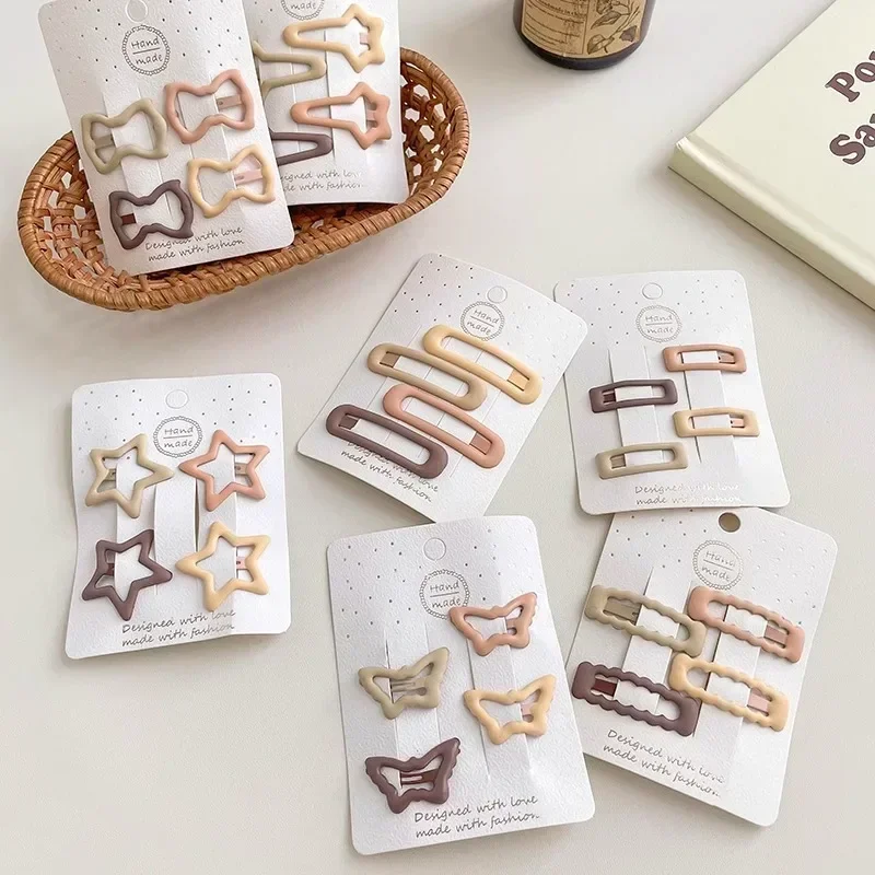 Hair Clips 4pc/set Baby Girl Korean Style Milk Tea Color Barrettes