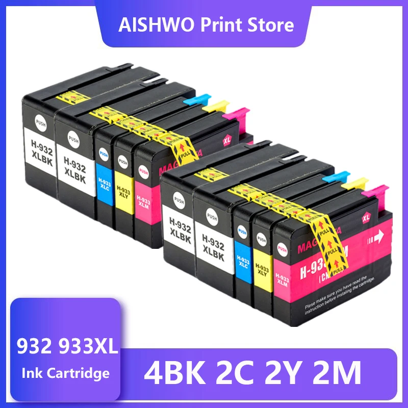 

Replacement 932 933 For HP 932XL 933XL Ink Cartridges Compatible with HP Officejet 6600 6700 7110 7612 7610 6100 Printer