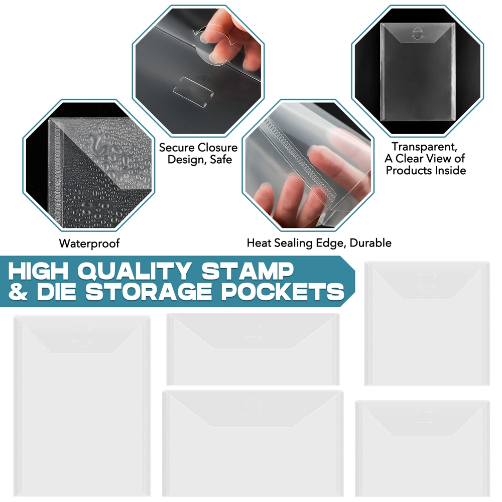 Storage Bag Stamp Storage Binder Rubber Magnetic Stripe for Clear Stamp & Die Storage Rubber Magnetic Sheets Plastic Envelopes Pockets Crafts Organizer Holder