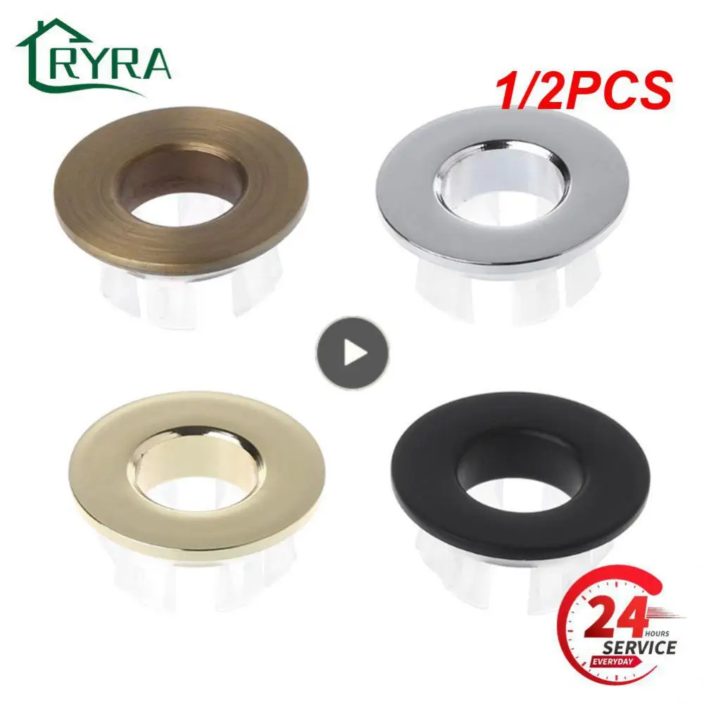 

1/2PCS Useful Tub Drain Stopper Faucet Round Ring Overflow Covers Sink Hole Cover Trim Ring Basin Insert Replacement