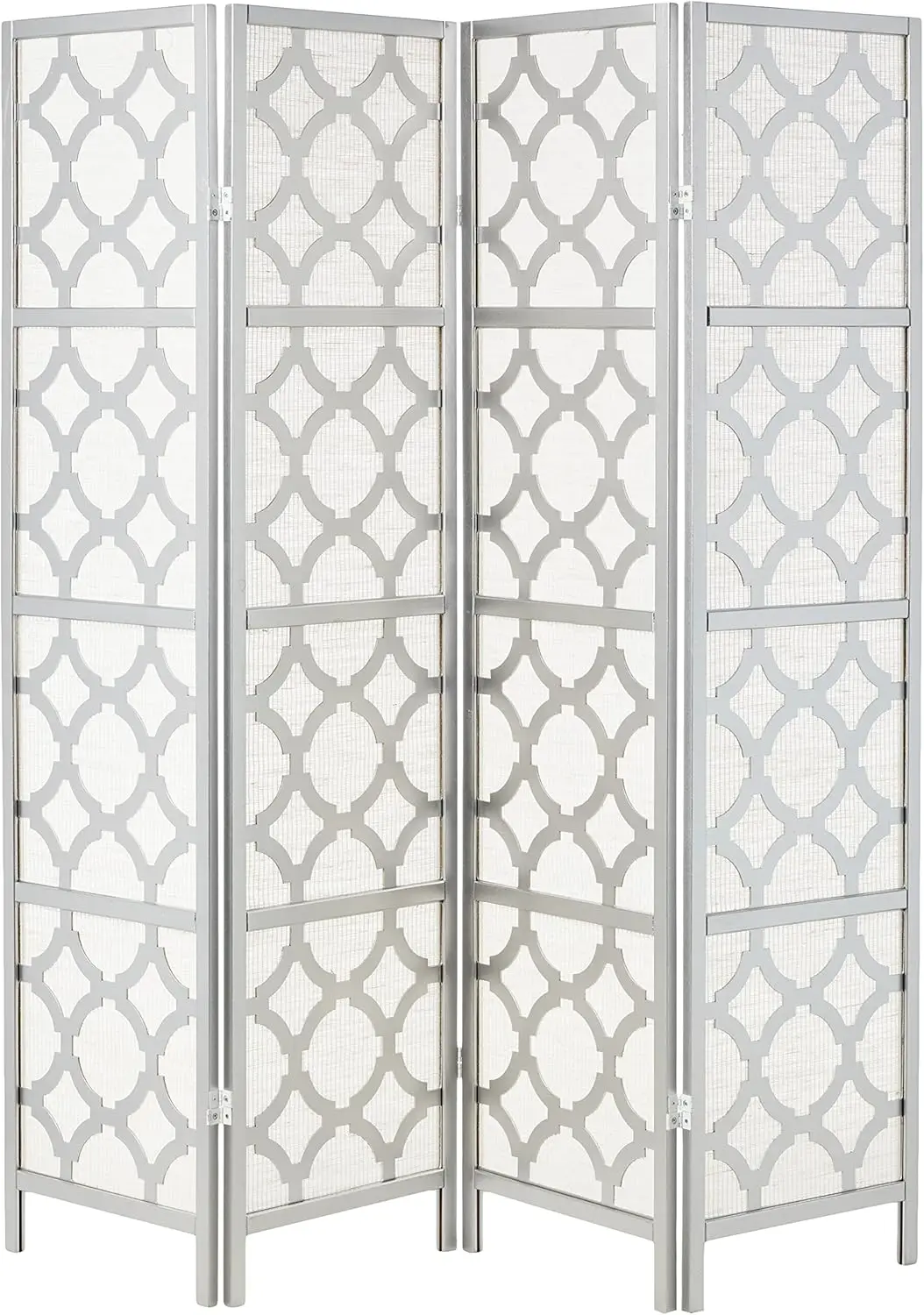 Quarterfoil Infused Diamond Design 4-Panel Room Divider