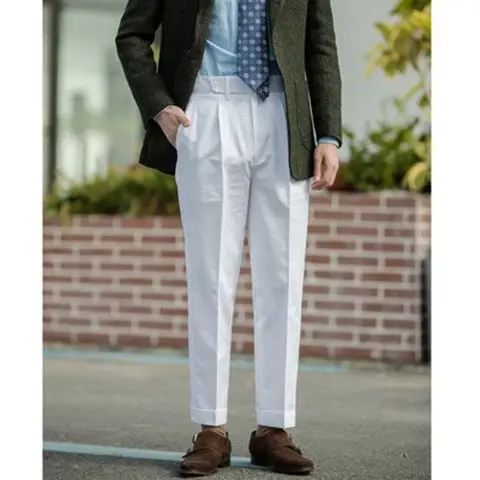 Casual Suit Pants Men Korean Fashion Slim Classic Harem Pants Vintage Loose Solid Bussiness Blazer Trousers High Quality H45