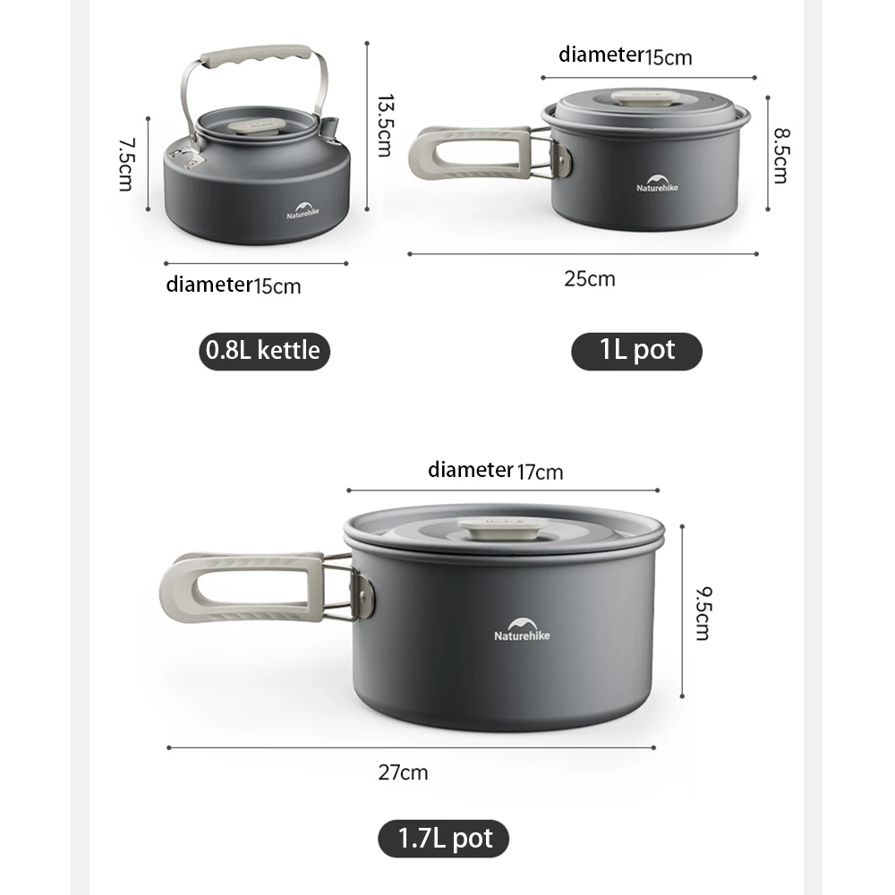 Camping Cookware Set Portable Stainless Steel Frying Pan Hanging Pot Hiking Picnic Tableware