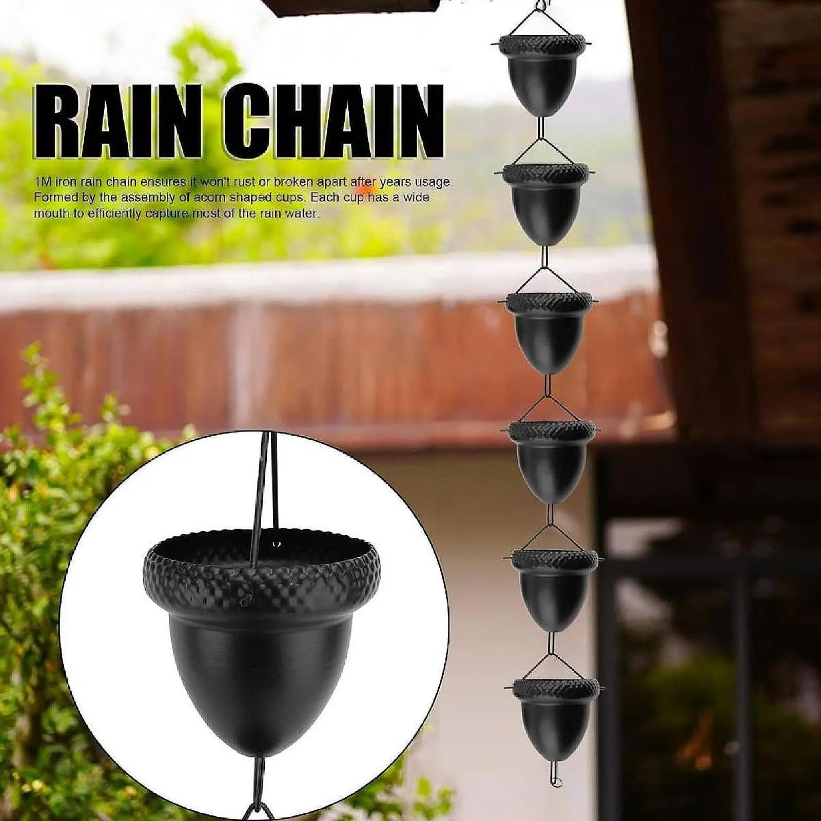 Rain Chain ,Gutter Chain Art Home, Water Diverter ,Rainchain ,Rainwater Catcher for Outside Gutters Downspouts Rainwater