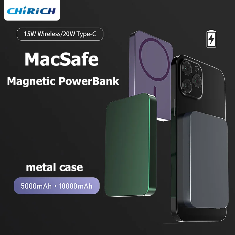 

Magnetic 10000mAh Wireless Power Bank Ultra-Thin Fast Charging External Spare Battery For Magsafe Powerbank iPhone15 14 Samsung