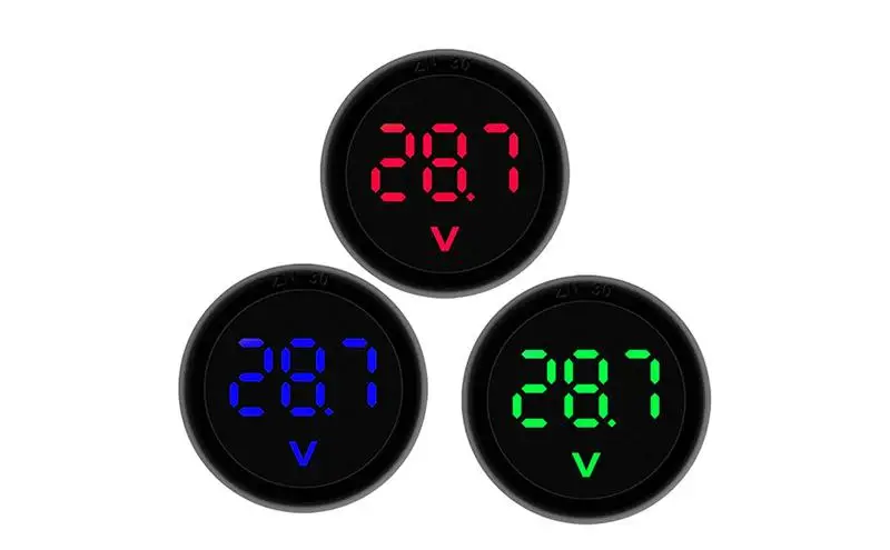 

Battery Voltage Gauge LED Digital Voltmeter Car Battery Monitor DC4-100V Waterproof Round Panel Capacity Indicator Ammeter