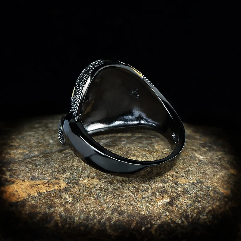 Exaggerated Geometric Hollow Ring Black Gold Two-tone Zircon Ring for Women gold plated rings golden ring gold rings