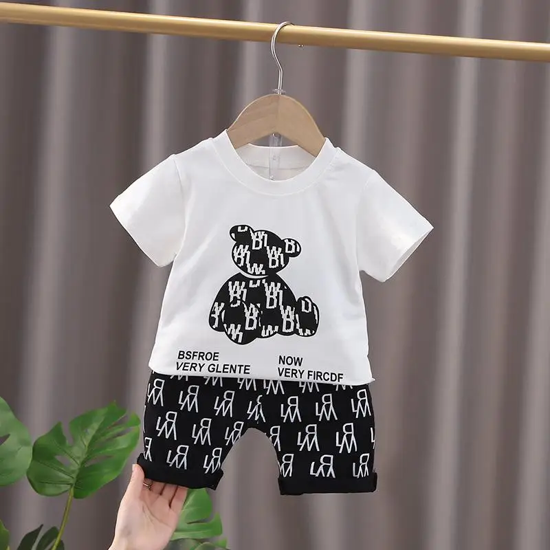 

2024 Summer Casual Baby Boy Clothes Letter T-Shirt Short 2Pcs Suit for Boys 1 2 3 4 5T