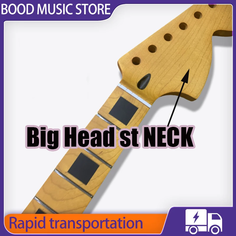 

Big Head Yellow Black square dots FD Straocaste Neck for Electric Guitar North American Maple Top adjustment screw Neck