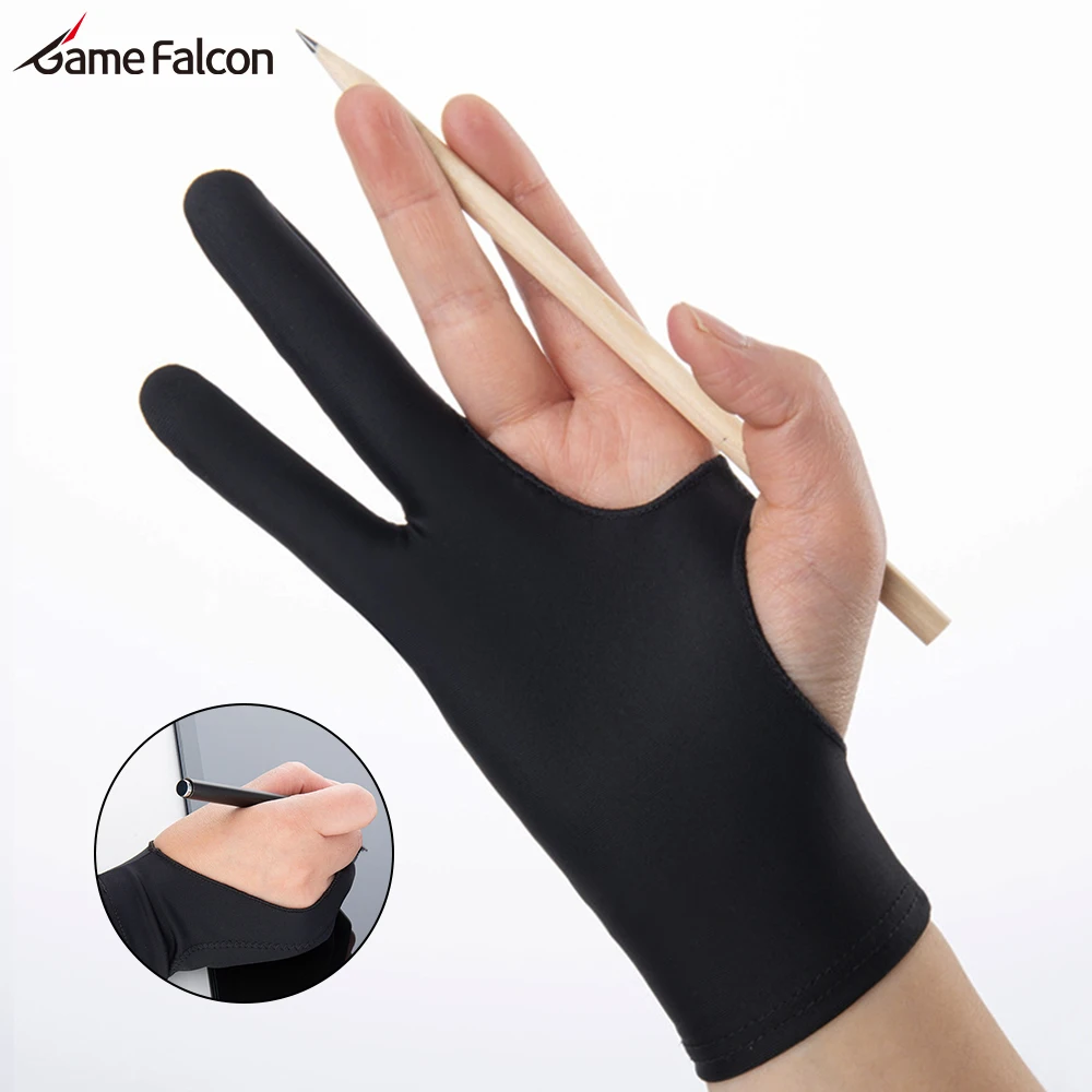Black Two Finger Anti Fouling Glove For Tablet Phone Drawing Write Gloves For Ipad Pro Air Mini Anti Accidental Contact Gloves