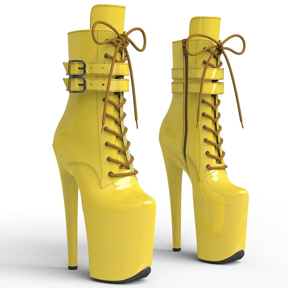 

LAIJIANJINXIA New Fashion 20CM/8 Inches Patent Leather Upper Pole Dancing Shoes High Heel Platform Women's Modern Boots