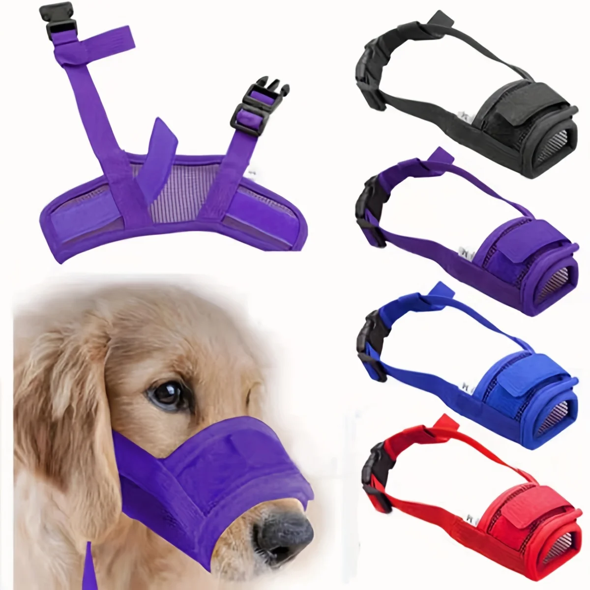Breathable Dog Mouth Cover Mesh Anti Biting Barking Pet Muzzle Adjustable Straps Doggie Supplies