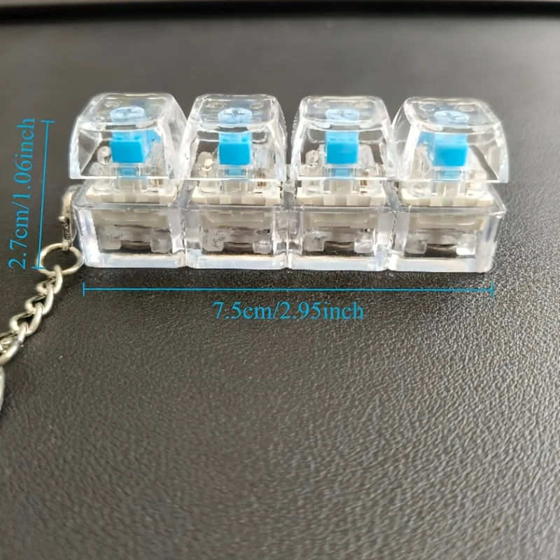 Compact Four-Button Mechanical Keyboard Keychain for Stress Relief and Daily Use
