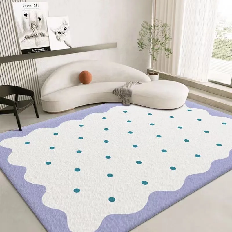 Floor Mat VIKAMA Ins Cream Style Girl Imitation Cashmere Carpet Bedroom Bedside Living Room Full Of Non-Slip Easy Care Carpet Home Decor