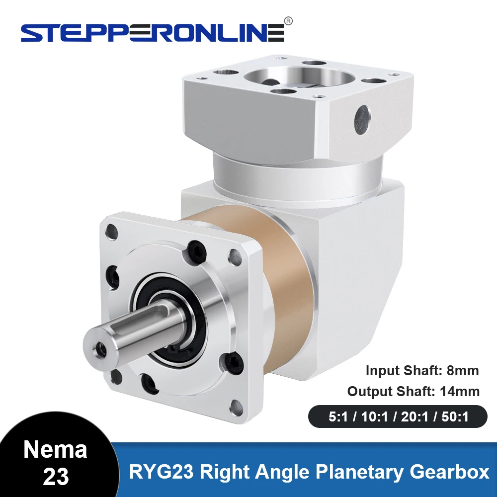 STEPPERONLINE Nema23 Right Angle Planetary Gearbox Speed Reducer With Reduction Ratio 5 10 20 50 for Nema 23 Stepper Motor