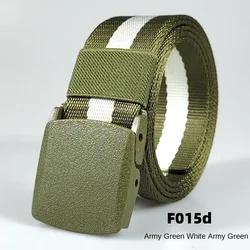 Unisex Automatic Buckle Nylon Canvas Belt - Versatile Outdoor & Travel Accessory - 3.8cm X120cm (Army  white)