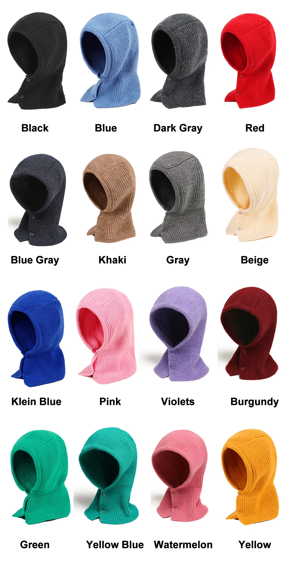 Winter Skullies Mützen Hut Knöpfe Lätzchen Männer Warme Winddichte Kappe Frauen Wolle Schal Kappen Balaclava Maske Gorras Motorhaube Gestrickte Hüte – Detail 1