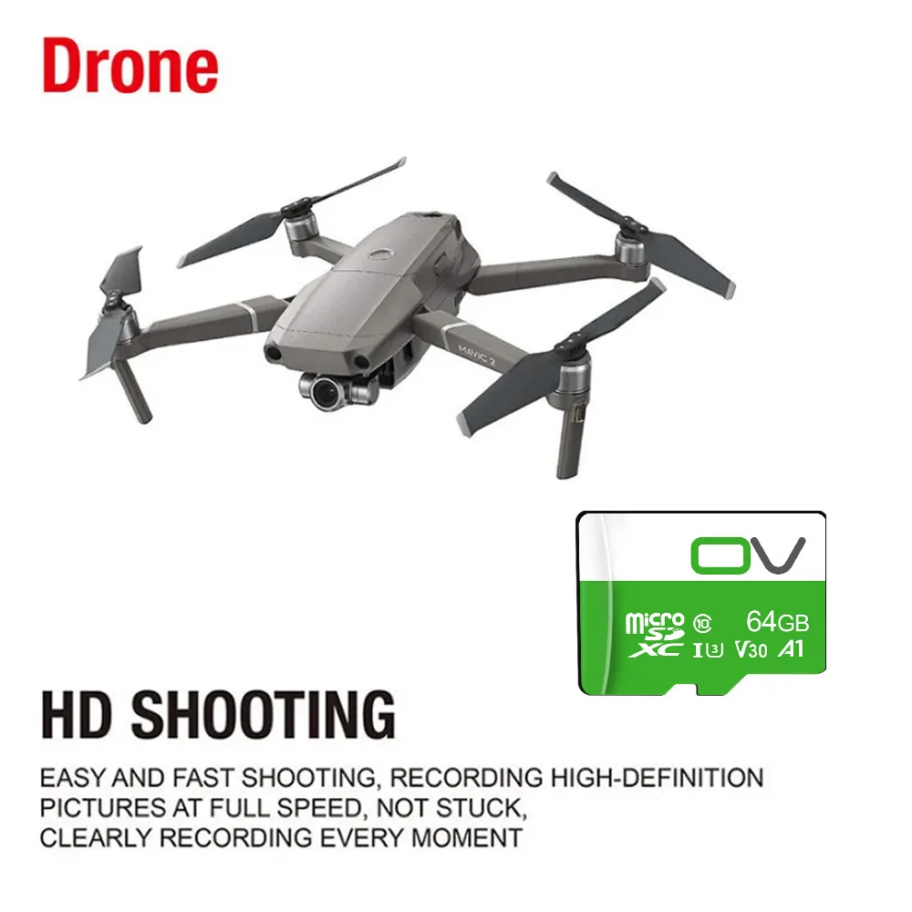 UAV 운전 녹음기 카메라용 고속 마이크로 SD TF 카드, OV  실제 용량, 128GB, 64GB, 32GB, 100Mbps, A1 V30 C10 SD 카드