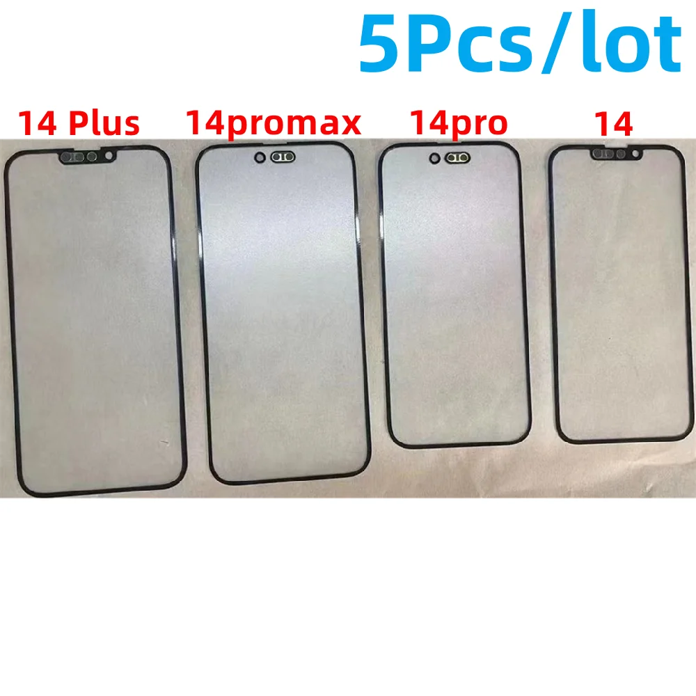 5PCS outer glass With OCA Glue for iPhone 14 15 PLUS 13 12 11 16plus 16 pro max mini X XS XR MAX touch Replacement glass screen replacement touch screen digitizer replacement