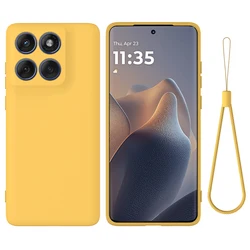 Premium Liquid Silicone Strap Cover with Flocking Interior for Motorola Edge 70 (Yellow)