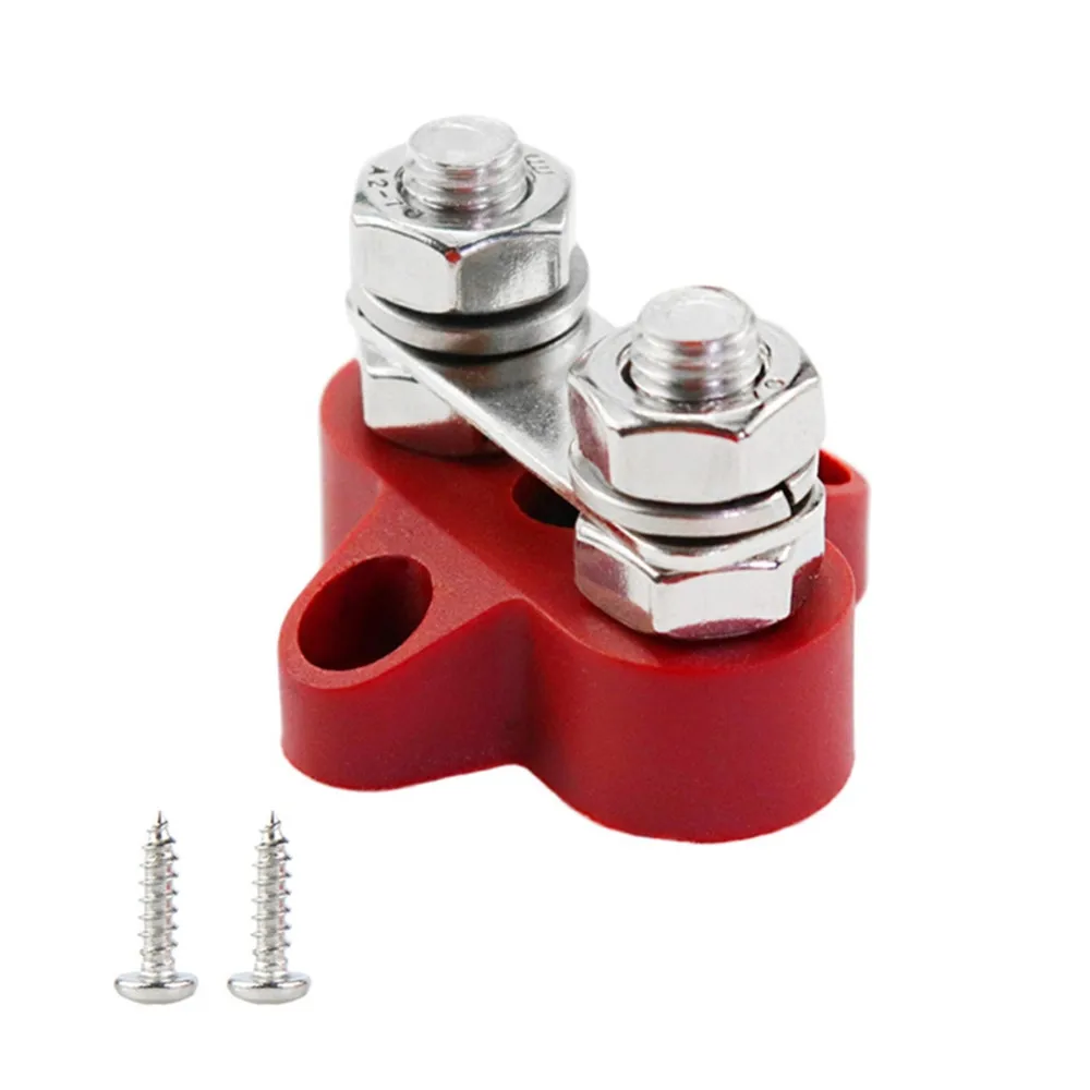 5/16" Terminal Studs M8 48V Terminal Block Busbar Insulated Double Type Distribution Studs Positive and Negative RV