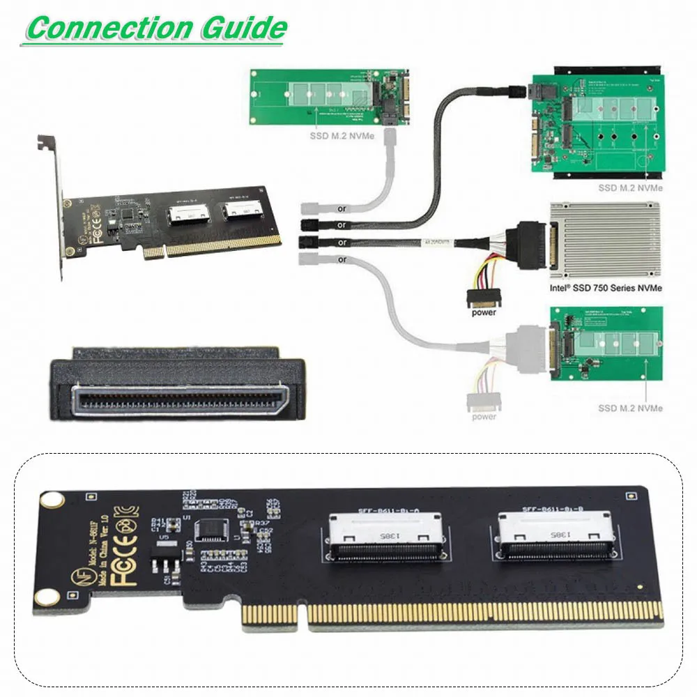 Oculink-pcie 3.0 4.0 x16からデュアルSFF-8612 8i、sff8611、8x vroc