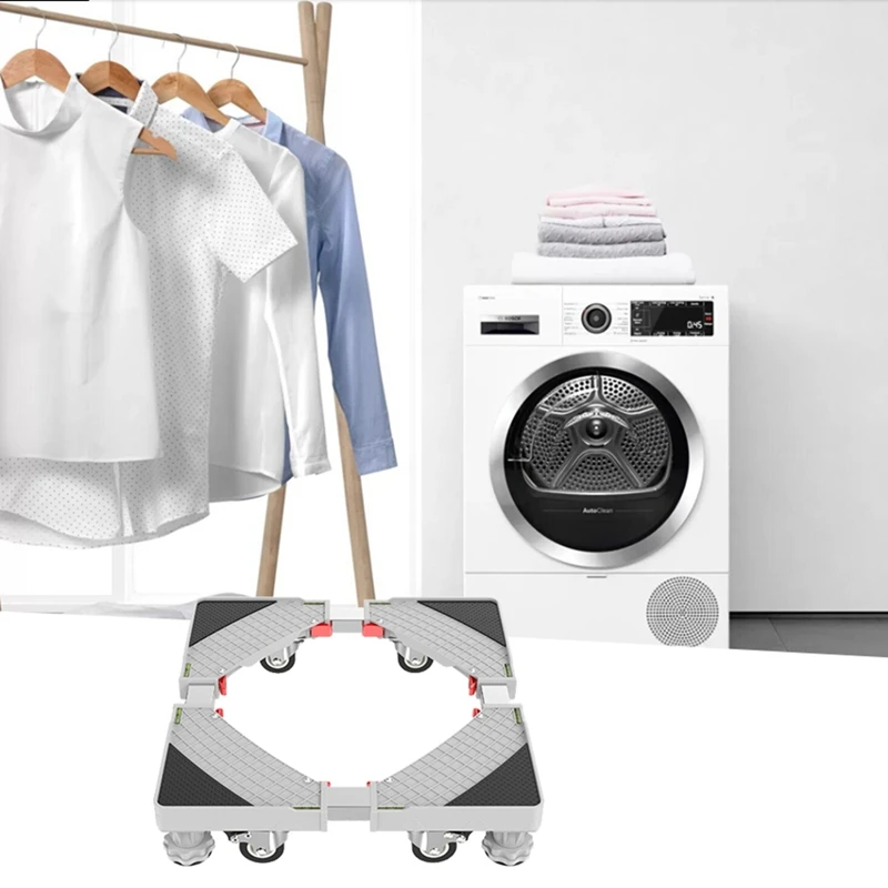 1 PCS Washing Machine Stand Adjustable Refrigerator Laundry Base 4 Wheel With Brake Holder For Dryers And Refrigerators