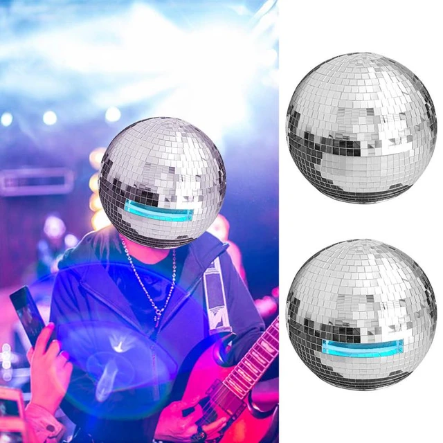 Disco-Ball Helm mit Lichtern Spiegel Glas Glitter Disco-Kugel