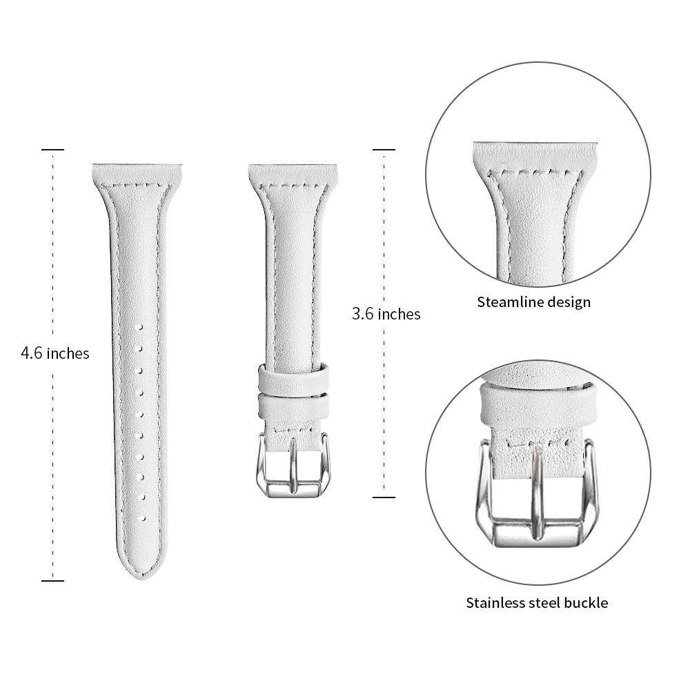 Premium Slim Leather Business Sport Band Replacement - Adjustable Wristband
