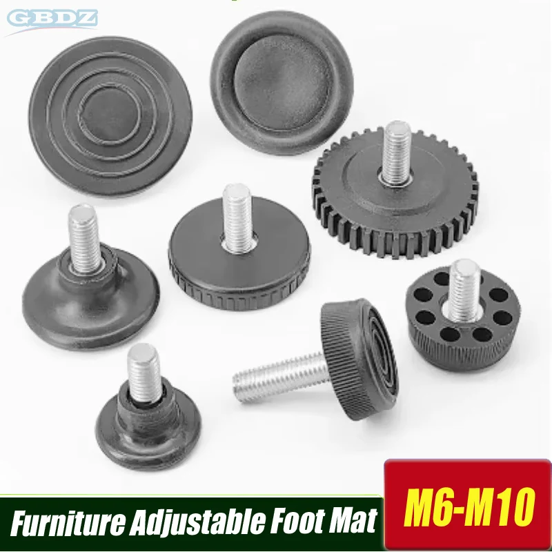 M8 M10 M6 Leveling Foot Screw On Type PP Plastic Furniture Table Chair Sofa Leg Anti-slip Feet Adjustable Leveler Base Bolt Pad