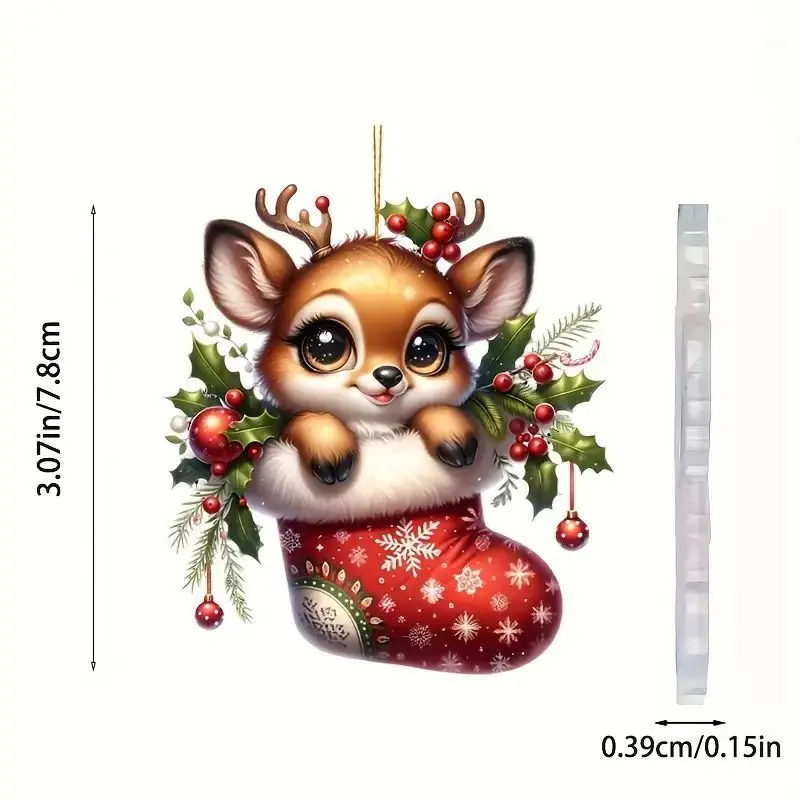 Description Picture 3 of itemChristmas Tree Ornaments Cartoon Santa Claus, Elk Decoration Pendant & Drop Ornaments 2024 Xnas Party Supplies Christmas Decor