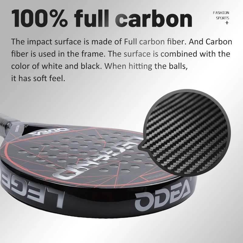 ODEA Padel Racket Paddle Shovel Tennis Rackets 100% Full Carbon Sport Tennis Drop Shot Pala Padel Ball Grip Tape Tenis