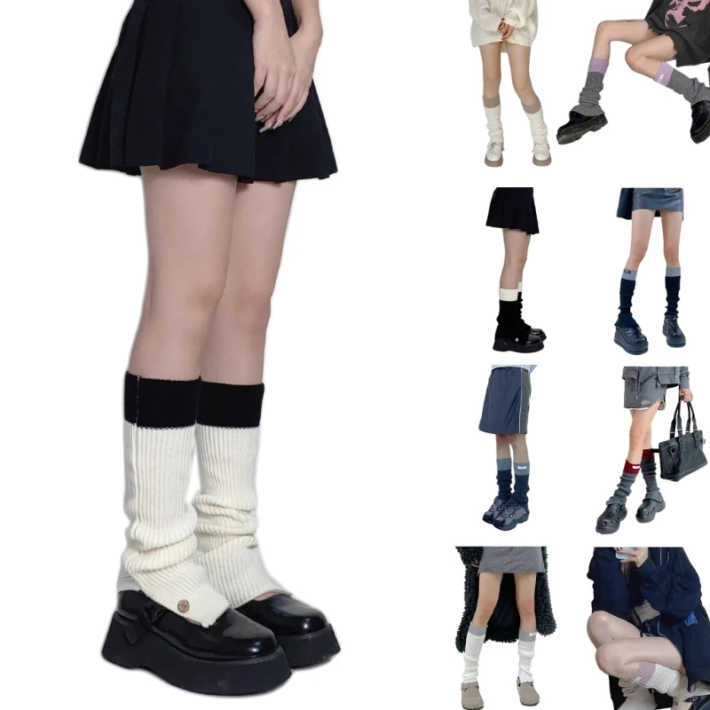 

Japanese JK Leg Warmers Korean Winter Women Knit Boot Socks Leg Cover