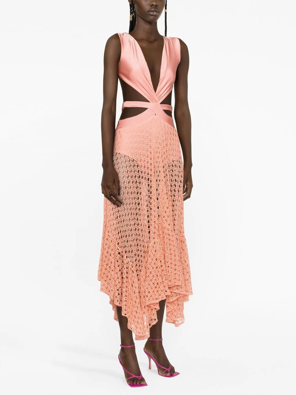 Deep V Neck Beach Outfits Irregular Mesh skirt For Women Luxury Open Back Swimwear Two Piece Swimsuit Set Sexy / New Kimono