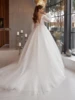 Modest O-neck Long Sleeve Wedding Dress Sparkly Sequin Bead Bride Robe Elegant A-line Long Bridal Gown Customized Robe De Mariée 4