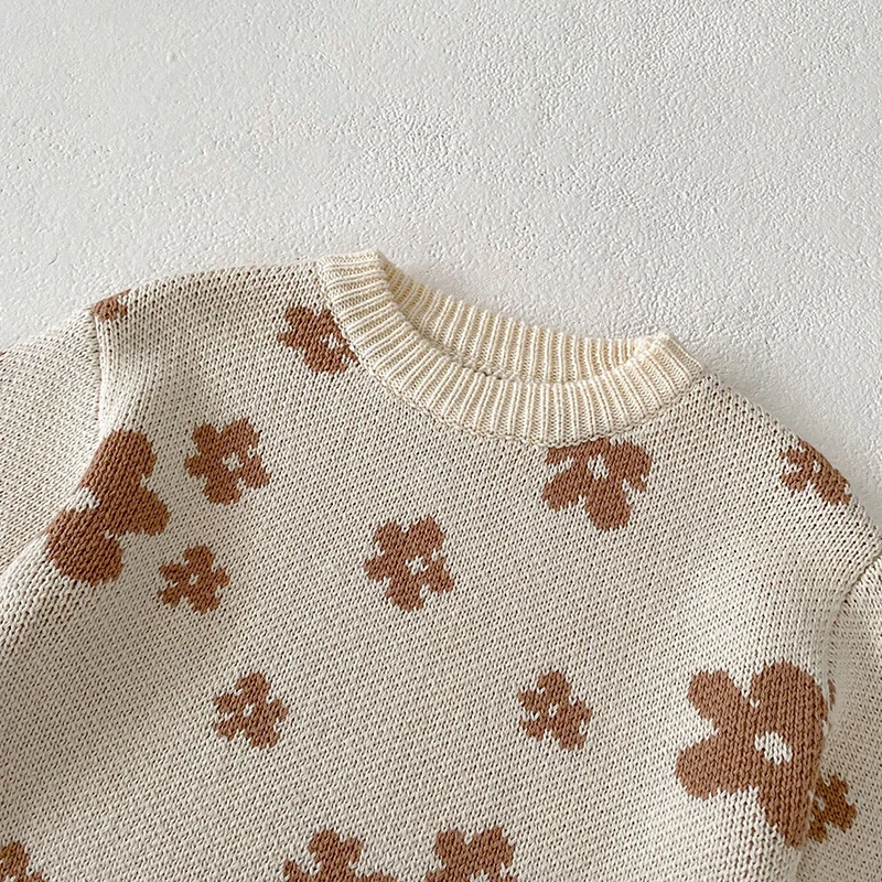 Infant Kids Baby Girls Boys Long Sleeve Flower Printing Knit Pullover Sweaters Baby Girls Boys Children's Clothes Sweaters