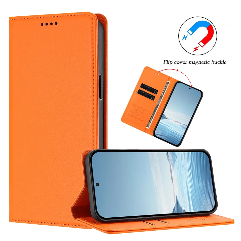 Premium Magnetic Leather Flip Wallet Case - Elegant Back Cover
