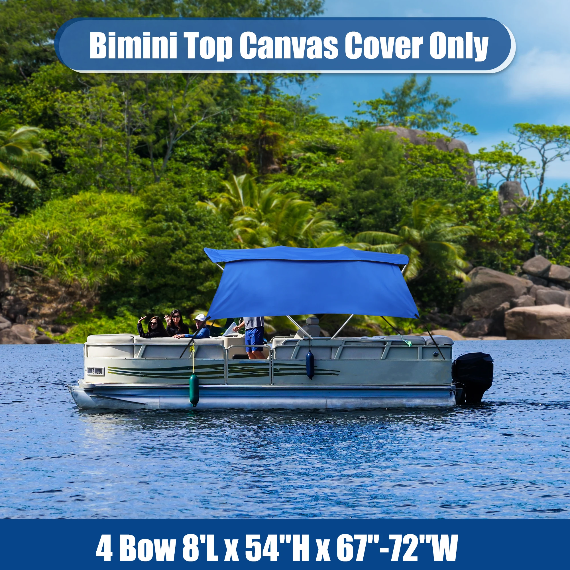 X Autohaux 4 Bow Bimini Top Canvas Cover Boot Cover 600D Boat with Detachable Side Storage Boot Canvas ONLY NO Frame boat cover fishing boat cover