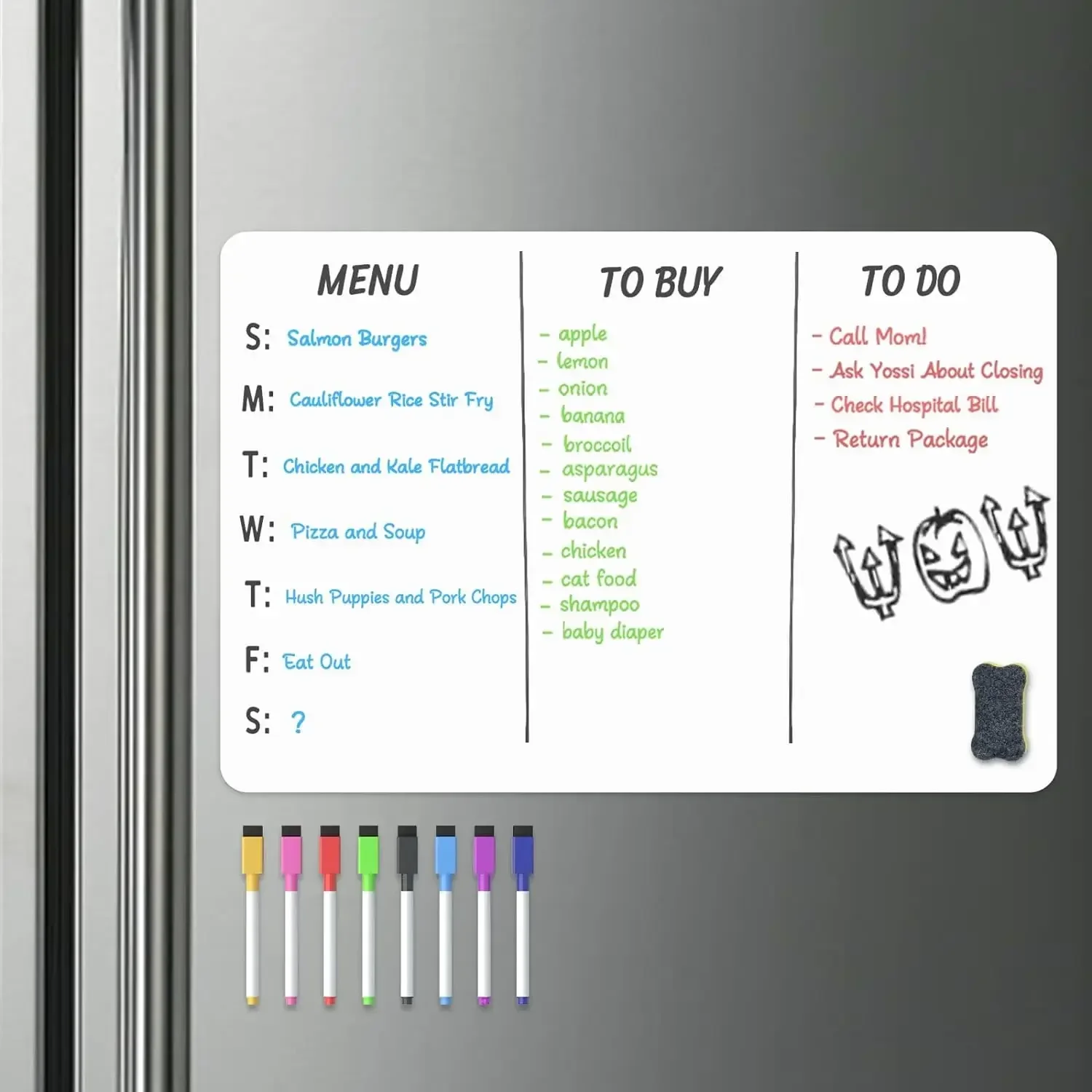 A2 Size Magnetic Dry Erase Whiteboard for Fridge 23.6" X 16.5" with 8 Dry Erase Marker and 1 Eraser dry erase whiteboard,magnetic whiteboard,magnetic dry erase board