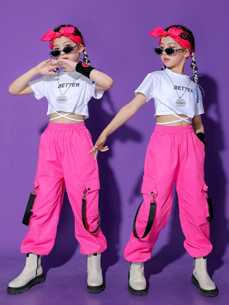 Girls' Black Crop Top and Pants Hip Hop Dance Outfit for Kpop Jazz  Performance and Concerts (BL8604Stage)