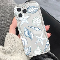 Custodia per telefono con design elegante ispirato all'oceano, resistente e alla moda con conchiglia di balena marina