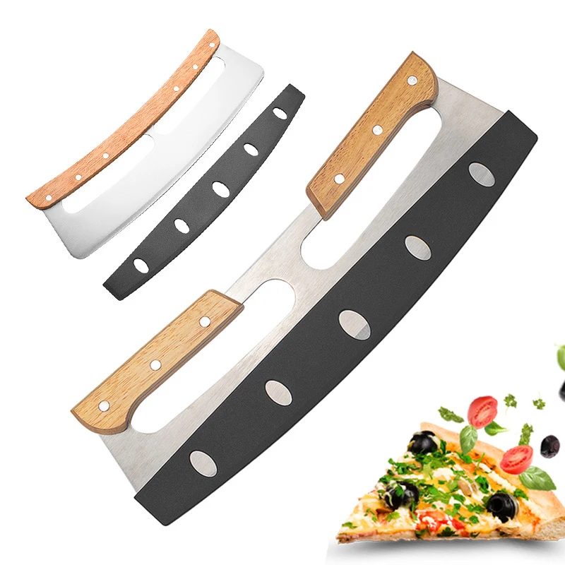 35cm Large Pizza Cutter Sharp Rocker Blade Stainless Steel Pizza Slicer Knife with Cover Kitchen Tools Accessories