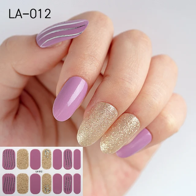 22tips Korea Toe Nail Sticker Wraps Adhesive Decals Toenail Polish Strips DIY Pedicure Foot Decals Manicure Women LA-012(14Tips)