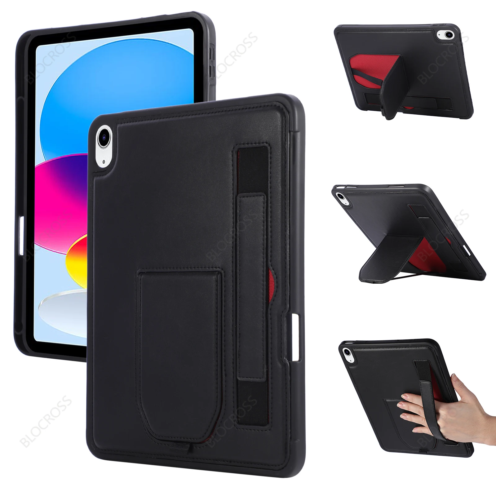 Premium Leather Tablet Case with Wrist Band and Stand Cover