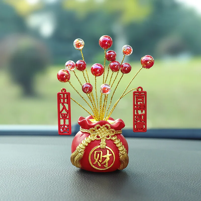 Chinese New Year Money Tree God Feng Shui Fa Cai Lucky Fortune Miniature Spring Festival Home Decorating Desktop Car Ornaments