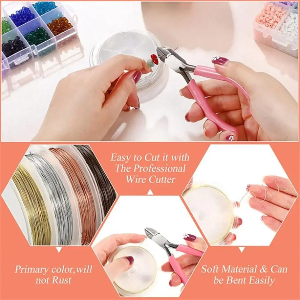 1롤 골드 실버 황동 구리 와이어 DIY 0.2/0.4/0.6/0.8/1mm 비딩 와이어 팔찌 목걸이 수제 공예 코드 줄