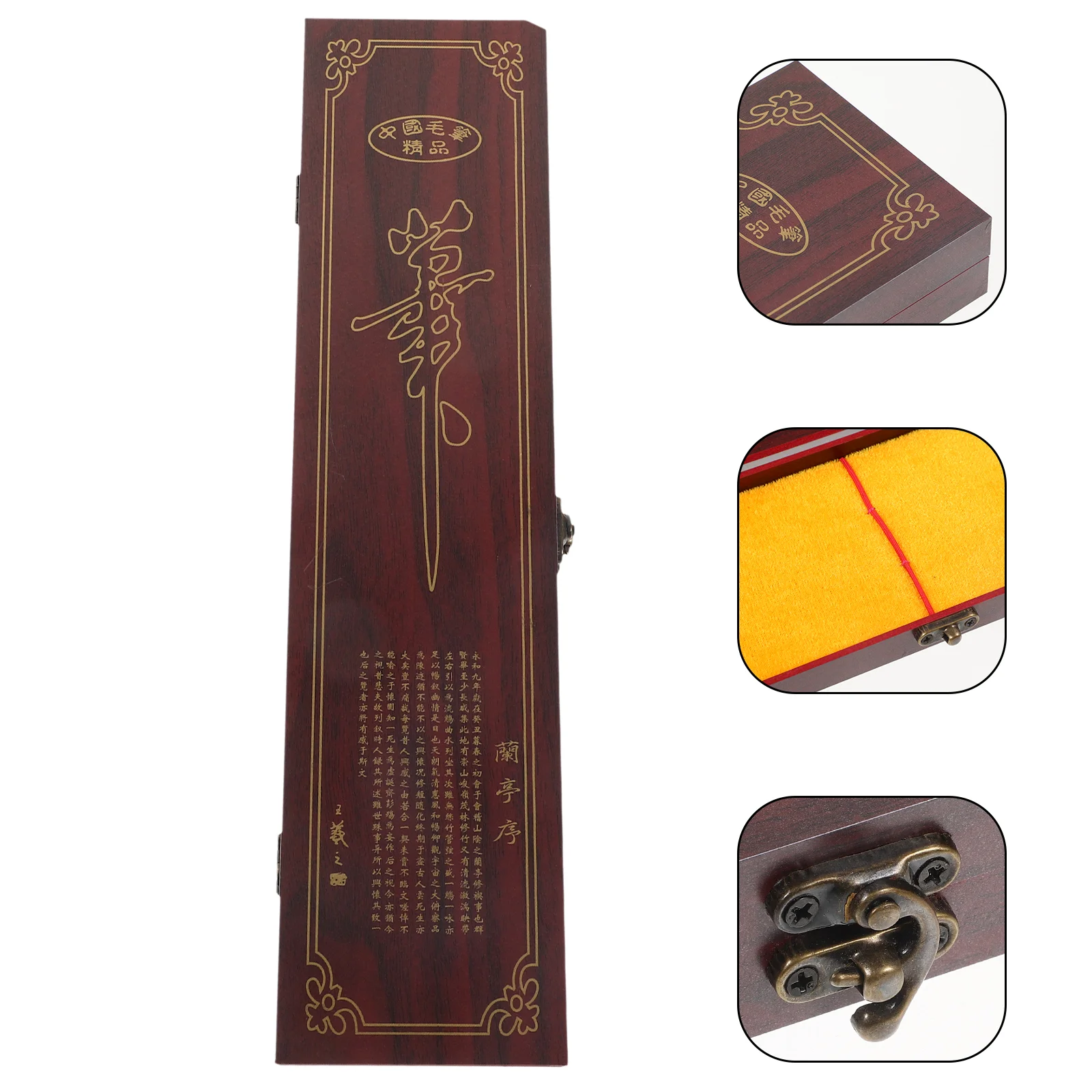 

Chinese Draw Pen Storage Box Brush Gift Box Paint Storage Container Calligraphy Writing Organizer Wooden Case Keepsake