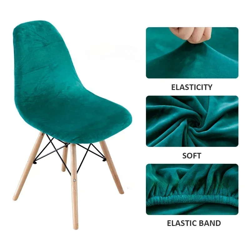 Soft Black Velvet Chair Cover Swan Dining Room Chair Cover Solid Color Home Suitable Seat Covers Slipcovers 3