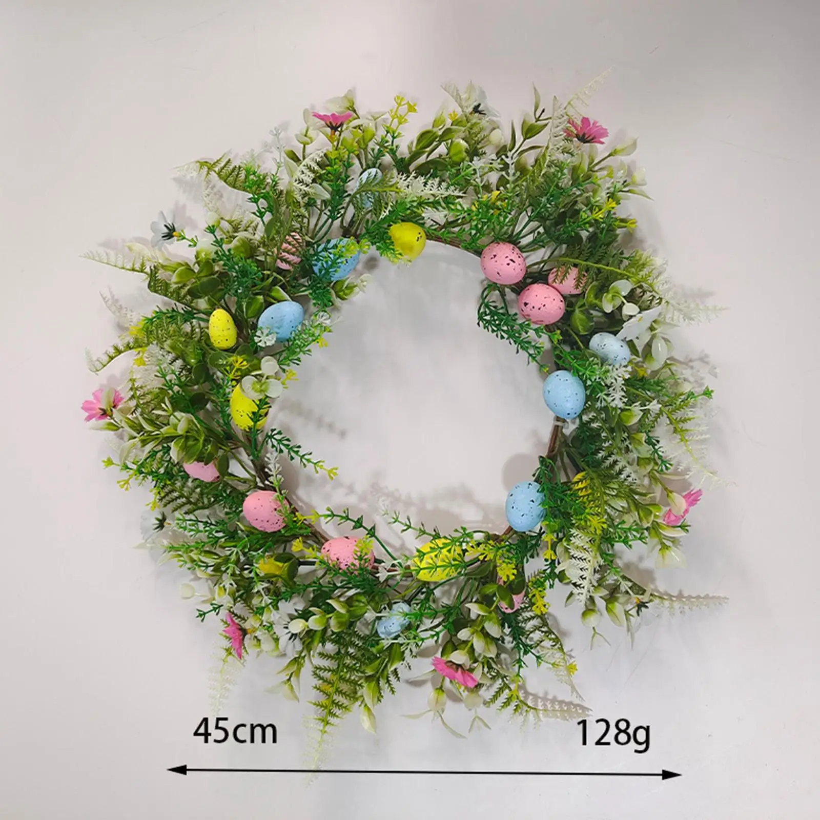 Easter Wreath Ornament with Easter Eggs Easter Decor Hanging Wreath Spring Wreath for Front Door Holiday Garden Window Party